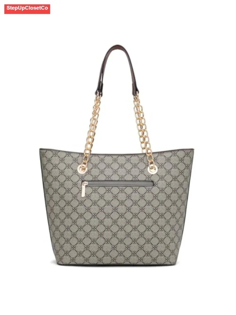 Vegan Leather Chain Top Handle Tote Bag for Women Large Capacity